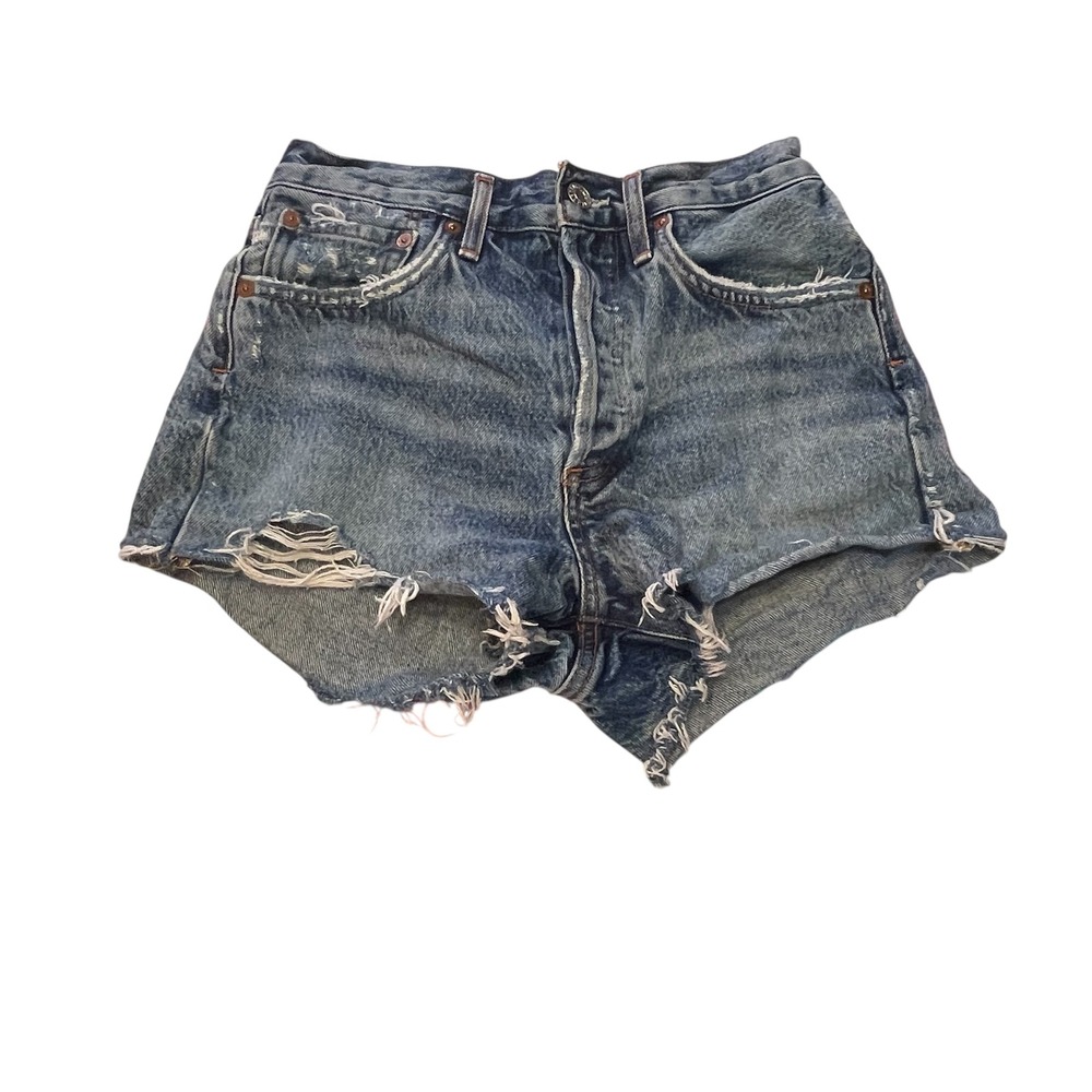 AGOLDE Parker Vintage Cut Off Shorts Button Fly Denim Size 23 Distressed 24x2.5"